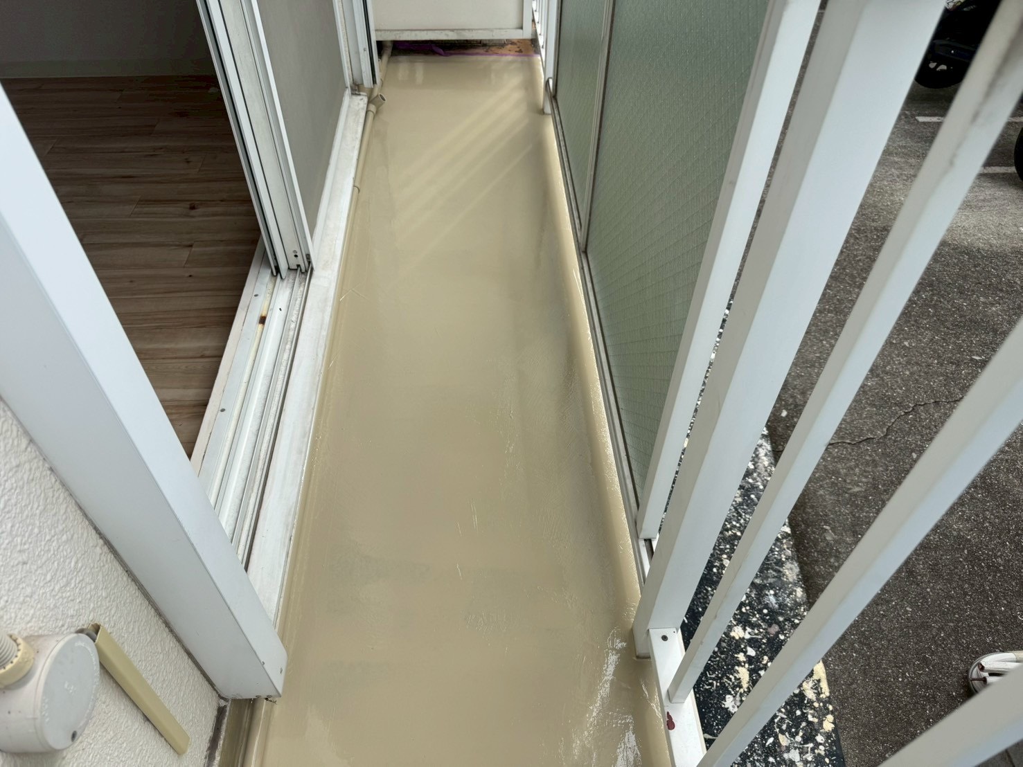 岡山市中区西川原 アパート F様邸 ベランダ床塗装 ボウジンテックスの画像