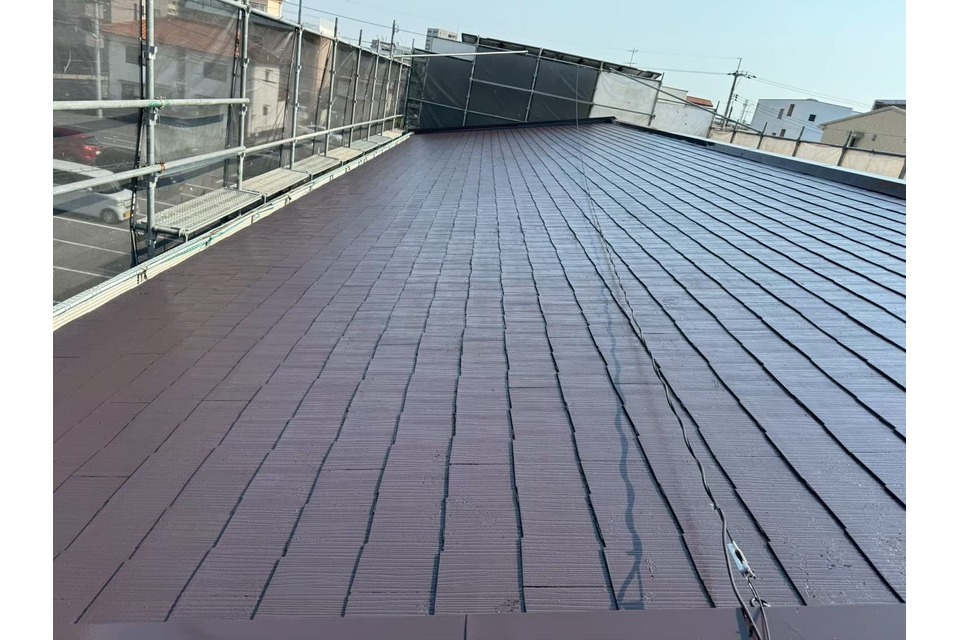 岡山市北区伊福町 アパート K様邸 屋根塗装工事 遮熱型無機 タテイルαサンクール クールの画像