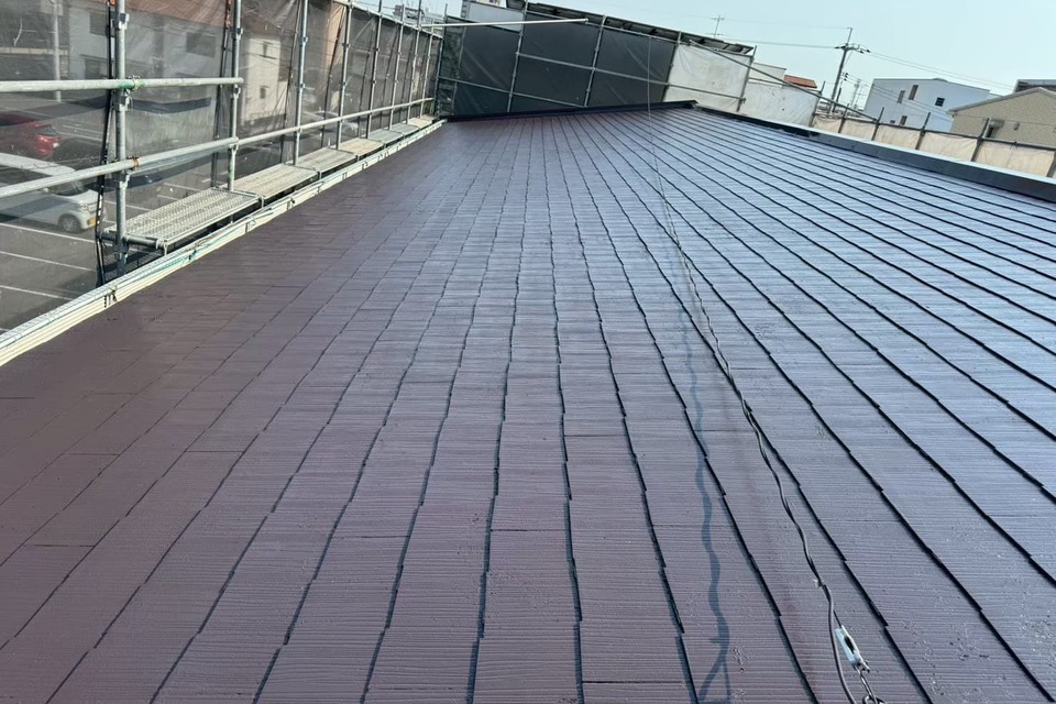 岡山市北区伊福町 アパート K様邸 屋根塗装工事 遮熱型無機 タテイルαサンクール クールの画像